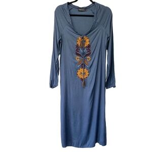 antik batik myle midi dress Antik Batik Mexica Embroidered Puff Sleeve Dress - Blue